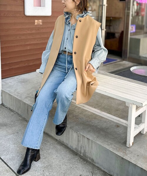 NOLLEY’S（ノーリーズ）の「ウォッシャブル撥水トリプルクロスジレ（ベスト・レディース・ネイビー/ベージュ・38）」の5枚目の写真