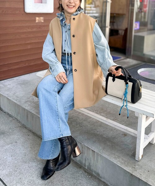 NOLLEY’S（ノーリーズ）の「ウォッシャブル撥水トリプルクロスジレ（ベスト・レディース・ネイビー/ベージュ・38）」の6枚目の写真