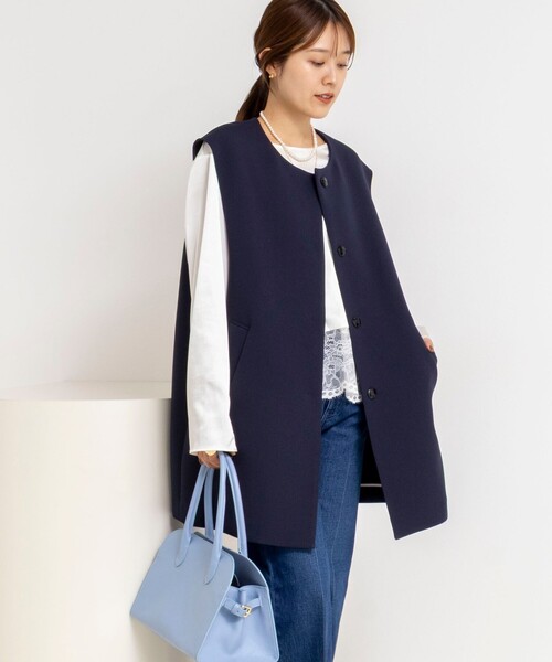 NOLLEY’S(ノーリーズ)の「ウォッシャブル撥水トリプルクロスジレ(ベスト・レディース・ネイビー/ベージュ・38)」の15枚目の写真