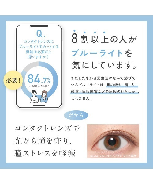 ReVIA(レヴィア)の「ReVIA Blue light Barrier 1day クリア (30枚入り)(コンタクトレンズ・カラコン・レディース・クリア・-9.50/-10.00/-9.00/-7.00/-7.50/-8.00/-8.50/-5.50/-5.00/-5.25/-6.00/-5.75/-6.50/-4.50/-4.75/-4.25/-4.00/-3.75/-3.00/-2.75/-2.50/-3.25/-3.50/-1.75/-2.00/-2.25/-1.50/-1.25/-0.75/-1.00/-0.50)」の4枚目の写真