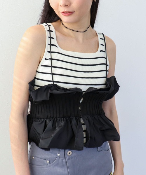 Three Four Time（ｽﾘｰﾌｫｰﾀｲﾑ）の「ニットタフタビスチェ（その他トップス・レディース・ブラック系その他/その他・FREE）」の9枚目の写真