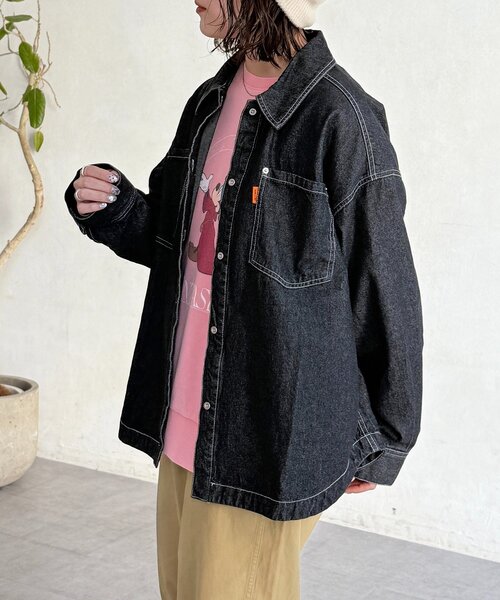 CPCM（シーピーシーエム）の「カラーデニムビッグシャツ（シャツ/ブラウス・レディース・ブラウン/ピンク/ブラック/ブルー・FREE）」の6枚目の写真