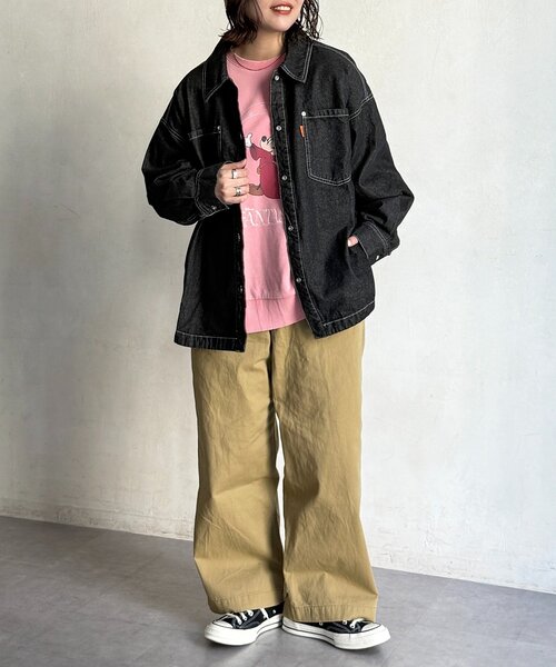 CPCM（シーピーシーエム）の「カラーデニムビッグシャツ（シャツ/ブラウス・レディース・ブラウン/ピンク/ブラック/ブルー・FREE）」の9枚目の写真