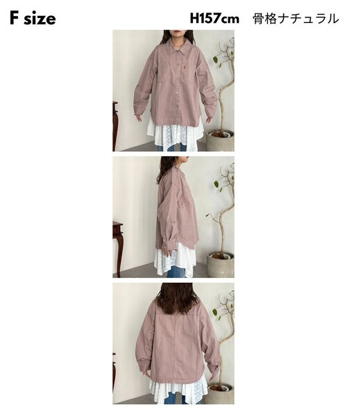 CPCM（シーピーシーエム）の「カラーデニムビッグシャツ（シャツ/ブラウス・レディース・ブラウン/ピンク/ブラック/ブルー・FREE）」の11枚目の写真