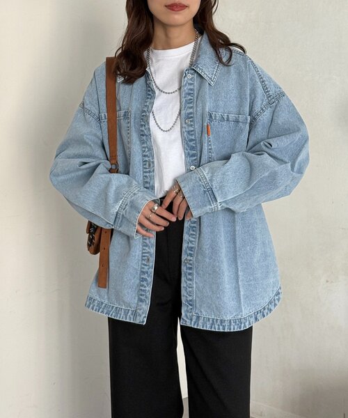 CPCM（シーピーシーエム）の「カラーデニムビッグシャツ（シャツ/ブラウス・レディース・ブラウン/ピンク/ブラック/ブルー・FREE）」の18枚目の写真