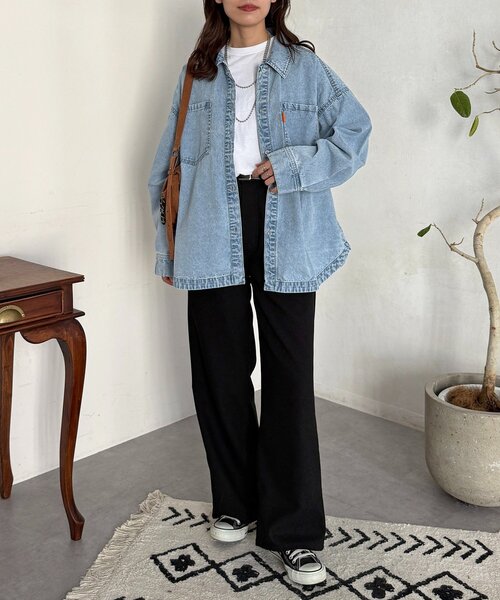 CPCM（シーピーシーエム）の「カラーデニムビッグシャツ（シャツ/ブラウス・レディース・ブラウン/ピンク/ブラック/ブルー・FREE）」の22枚目の写真