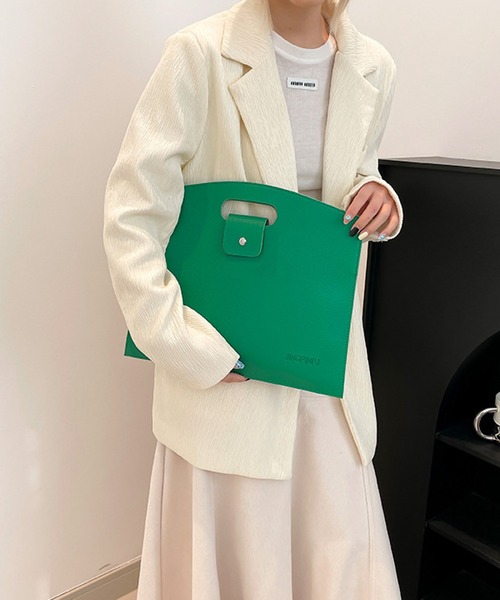 TONE SELECT GOODS(トーンセレクトグッズ)の「urbanfemine./合成皮革 PC タブレット ブリーフケース クラッチバッグ 通勤 通学 バッグ U7604(クラッチバッグ・レディース・ベージュ/ブラック/ホワイト/ブラウン/グリーン/ピンク/レッド・FREE)」の8枚目の写真