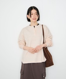 Idnès ヘンリーネックリブニットプルオーバー