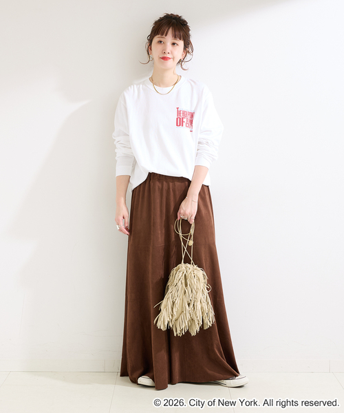 GOOD ROCK SPEED(グッドロックスピード)の「GOOD ROCK SPEED/グッドロックスピード NYC LS shirts A(Tシャツ/カットソー・レディース・ホワイト/ライトグレー・FREE)」の3枚目の写真