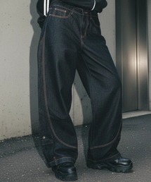 A'gem（エージェム）の「A'GEM/9 × .kom 『A'gem/エージェム』Curved Rigid Denim Pants /カーブデザインリジットデニム（デニムパンツ）」