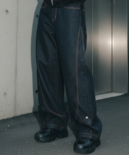 A'GEM/9 × .kom 『A'gem/エージェム』Curved Rigid Denim Pants