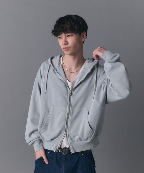 Confirm(コンファーム)の「Switching Full Zip Hoodie / スイッチングフルジップパーカー メンズ レディース ユニセックス(パーカー・メンズ・ブラウン/ブラック/スカイブルー/チャコールグレー・S/M/L)」の8枚目の写真