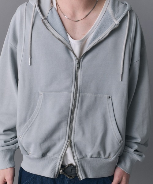 Confirm(コンファーム)の「Switching Full Zip Hoodie / スイッチングフルジップパーカー メンズ レディース ユニセックス(パーカー・メンズ・ブラウン/ブラック/スカイブルー/チャコールグレー・S/M/L)」の12枚目の写真