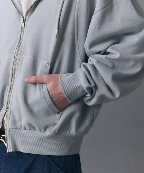 Confirm(コンファーム)の「Switching Full Zip Hoodie / スイッチングフルジップパーカー メンズ レディース ユニセックス(パーカー・メンズ・ブラウン/ブラック/スカイブルー/チャコールグレー・S/M/L)」の13枚目の写真