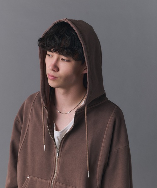 Confirm(コンファーム)の「Switching Full Zip Hoodie / スイッチングフルジップパーカー メンズ レディース ユニセックス(パーカー・メンズ・ブラウン/ブラック/スカイブルー/チャコールグレー・S/M/L)」の22枚目の写真