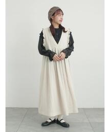 Samansa Mos2 | 【Cross×Linen】肩フリル前後2WAYジャンパースカート(ワンピース)