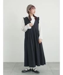 Samansa Mos2（サマンサ モスモス）の「【Cross×Linen】肩フリル前後2WAYジャンパースカート（ワンピース）」