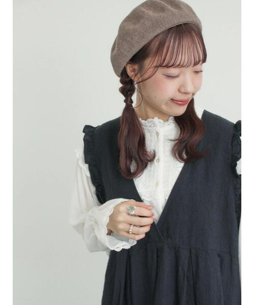 Samansa Mos2（サマンサ モスモス）の「【Cross×Linen】肩フリル前後2WAYジャンパースカート（ワンピース・レディース・ブラック/ベージュ・S/M）」の7枚目の写真