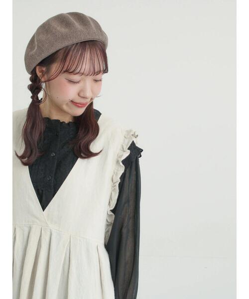 Samansa Mos2（サマンサ モスモス）の「【Cross×Linen】肩フリル前後2WAYジャンパースカート（ワンピース・レディース・ブラック/ベージュ・S/M）」の15枚目の写真