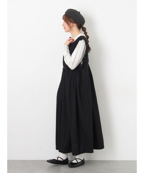 セール】【Cross×Linen】肩フリル前後2WAYジャンパースカート