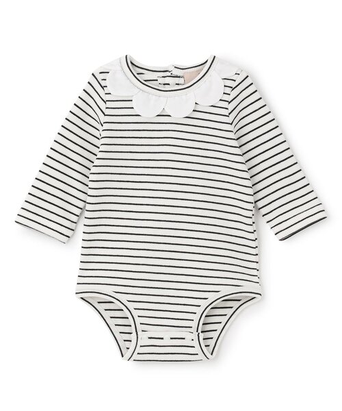 petit main（プティマイン）の「スカラップ衿ロンパース（ロンパース・キッズ・イエロー/ブラック/オフホワイト・70cm/80ｃｍ）」の2枚目の写真