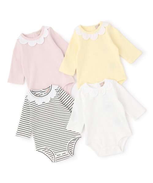 petit main（プティマイン）の「スカラップ衿ロンパース（ロンパース・キッズ・イエロー/ブラック/オフホワイト・70cm/80ｃｍ）」の9枚目の写真