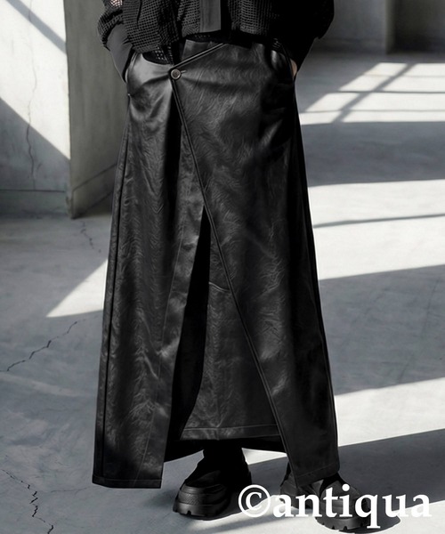 antiqua(アンティカ)の「ネオレザー スカート(スカート・レディース・カーキ/ブラック・ONESIZE)」の2枚目の写真