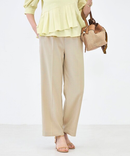 NOLLEY’S(ノーリーズ)の「ウォッシャブルハイスペック麻調愛されセミワイドパンツ(その他パンツ・レディース・キャメル/ベージュ/ネイビー・38/36/34/40)」の2枚目の写真