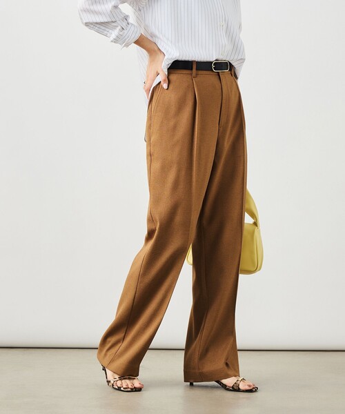 NOLLEY’S(ノーリーズ)の「ウォッシャブルハイスペック麻調愛されセミワイドパンツ(その他パンツ・レディース・キャメル/ベージュ/ネイビー・38/36/34/40)」の3枚目の写真