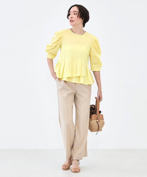 NOLLEY’S（ノーリーズ）の「《セットアップ対応》ウォッシャブルハイスペック麻調愛されセミワイドパンツ（その他パンツ・レディース・キャメル/ベージュ/ネイビー・38/36/34/40）」の20枚目の写真