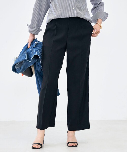 NOLLEY’S(ノーリーズ)の「ウォッシャブルハイスペック麻調愛されセミワイドパンツ(その他パンツ・レディース・キャメル/ベージュ/ネイビー・38/36/34/40)」の8枚目の写真