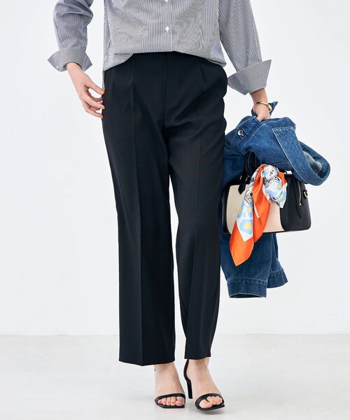 NOLLEY’S(ノーリーズ)の「ウォッシャブルハイスペック麻調愛されセミワイドパンツ(その他パンツ・レディース・キャメル/ベージュ/ネイビー・38/36/34/40)」の14枚目の写真