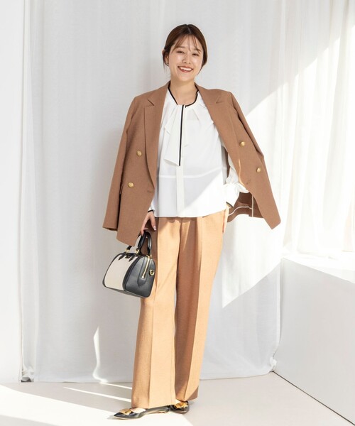 NOLLEY’S(ノーリーズ)の「ウォッシャブルハイスペック麻調愛されセミワイドパンツ(その他パンツ・レディース・キャメル/ベージュ/ネイビー・38/36/34/40)」の18枚目の写真