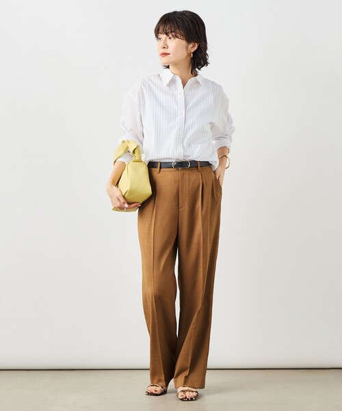 NOLLEY’S(ノーリーズ)の「ウォッシャブルハイスペック麻調愛されセミワイドパンツ(その他パンツ・レディース・キャメル/ベージュ/ネイビー・38/36/34/40)」の20枚目の写真