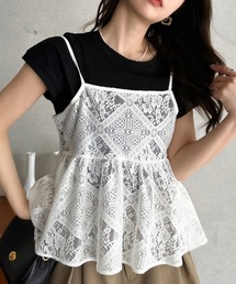 Eclat one（エクラワン）の「【Eclat one】レースキャミ ペプラムトップス（キャミソール）」