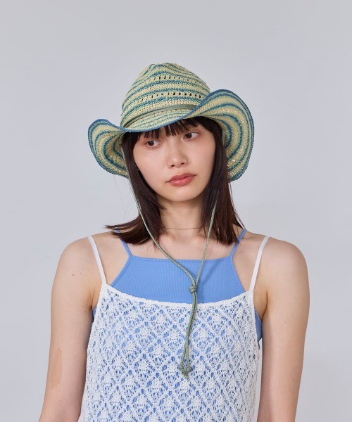 OVERRIDE（オーバーライド）の「OVERRIDE  PAPER BO CROCHET HAT / オーバーライド（ハット・レディース・ブラウン/ライトグリーン・58cm）」の11枚目の写真