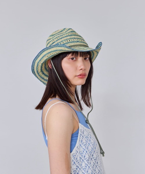 OVERRIDE（オーバーライド）の「OVERRIDE  PAPER BO CROCHET HAT / オーバーライド（ハット・レディース・ブラウン/ライトグリーン・58cm）」の13枚目の写真