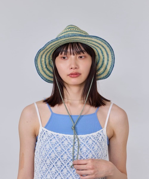 OVERRIDE（オーバーライド）の「OVERRIDE  PAPER BO CROCHET HAT / オーバーライド（ハット・レディース・ブラウン/ライトグリーン・58cm）」の10枚目の写真