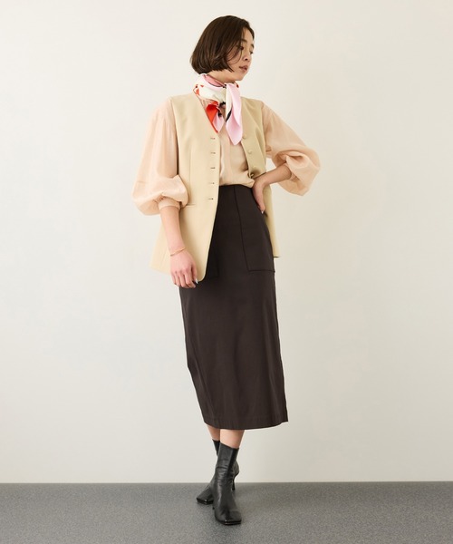 ROPE'（ロペ）の「[美人スカート]ハイストレッチポケット付きタイトスカート（スカート・レディース・サックスブルー/ダークブラウン/ラベンダー/ネイビー・36/38）」の14枚目の写真