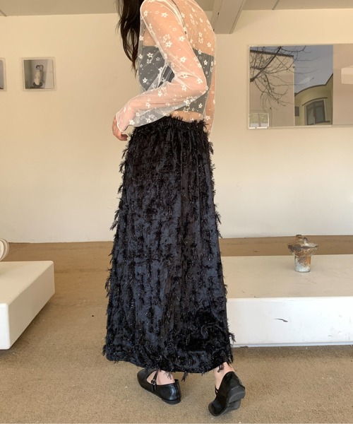 Siel(シエル)の「フェザーロングスカート(スカート・レディース・アイボリー/グリーン/ブラック・FREE)」の20枚目の写真