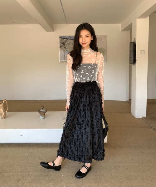 Siel(シエル)の「フェザーロングスカート(スカート・レディース・アイボリー/グリーン/ブラック・FREE)」の21枚目の写真