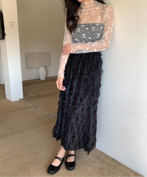 Siel(シエル)の「フェザーロングスカート(スカート・レディース・アイボリー/グリーン/ブラック・FREE)」の22枚目の写真