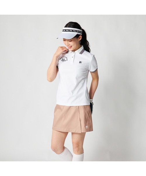 FILA GOLF(フィラゴルフ )の「FILA GOLF フィラゴルフ ゴルフウェア ECOマイクロカノコ 吸汗速乾 UVカット 半袖ポロシャツ(ポロシャツ・レディース・ホワイト/ベージュ/ネイビー・M/L/LL/3L)」の6枚目の写真