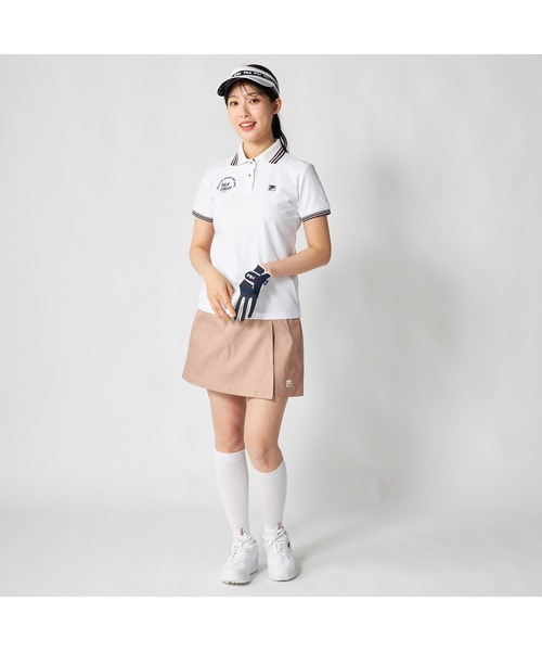 FILA GOLF(フィラゴルフ )の「FILA GOLF フィラゴルフ ゴルフウェア ECOマイクロカノコ 吸汗速乾 UVカット 半袖ポロシャツ(ポロシャツ・レディース・ホワイト/ベージュ/ネイビー・M/L/LL/3L)」の8枚目の写真