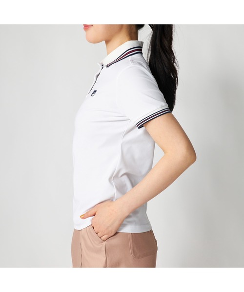 FILA GOLF(フィラゴルフ )の「FILA GOLF フィラゴルフ ゴルフウェア ECOマイクロカノコ 吸汗速乾 UVカット 半袖ポロシャツ(ポロシャツ・レディース・ホワイト/ベージュ/ネイビー・M/L/LL/3L)」の10枚目の写真