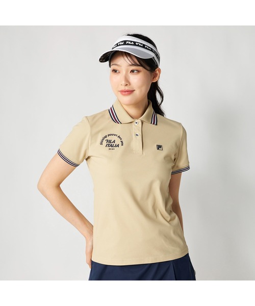 FILA GOLF(フィラゴルフ )の「FILA GOLF フィラゴルフ ゴルフウェア ECOマイクロカノコ 吸汗速乾 UVカット 半袖ポロシャツ(ポロシャツ・レディース・ホワイト/ベージュ/ネイビー・M/L/LL/3L)」の13枚目の写真