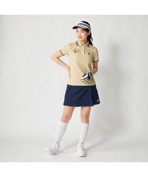 FILA GOLF(フィラゴルフ )の「FILA GOLF フィラゴルフ ゴルフウェア ECOマイクロカノコ 吸汗速乾 UVカット 半袖ポロシャツ(ポロシャツ・レディース・ホワイト/ベージュ/ネイビー・M/L/LL/3L)」の16枚目の写真
