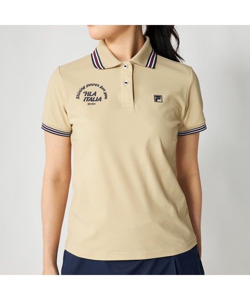 FILA GOLF(フィラゴルフ )の「FILA GOLF フィラゴルフ ゴルフウェア ECOマイクロカノコ 吸汗速乾 UVカット 半袖ポロシャツ(ポロシャツ・レディース・ホワイト/ベージュ/ネイビー・M/L/LL/3L)」の18枚目の写真