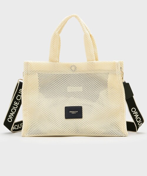OPAQUE.CLIP(オペークドットクリップ)の「メッシュスクエアトートバッグ【2WAY/A4サイズ対応】(トートバッグ・レディース・アイボリー/ブラック・00)」の7枚目の写真