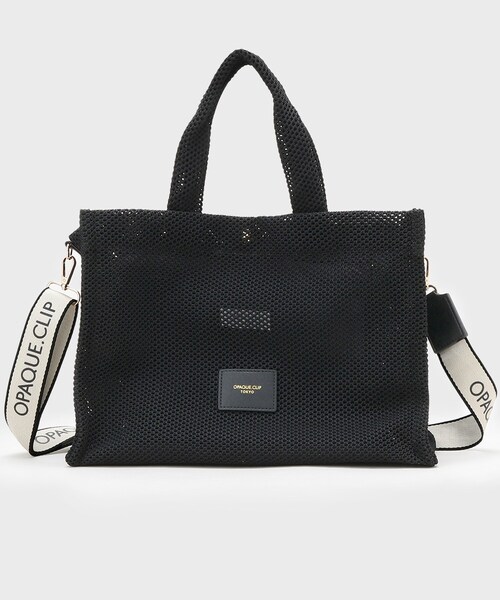 OPAQUE.CLIP(オペークドットクリップ)の「メッシュスクエアトートバッグ【2WAY/A4サイズ対応】(トートバッグ・レディース・アイボリー/ブラック・00)」の8枚目の写真